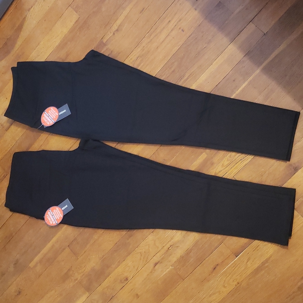 BNWT Womens Slimming Tights Leggings Large Black Tummy Control Set of 2 Pair